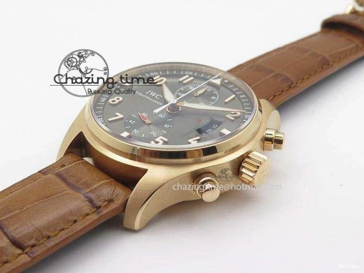 MIROTIME 0131 Youthful Pilot Chrono RG 3878 Gray Dial on Light Brown Leather Strap A 7394